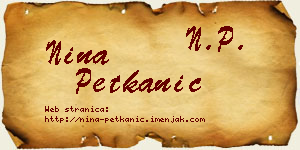 Nina Petkanić vizit kartica